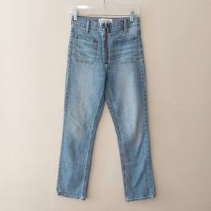 Denim Forum Aritizia Just Peachy Straight Leg Sailor Front Zip Organic Cotton 26